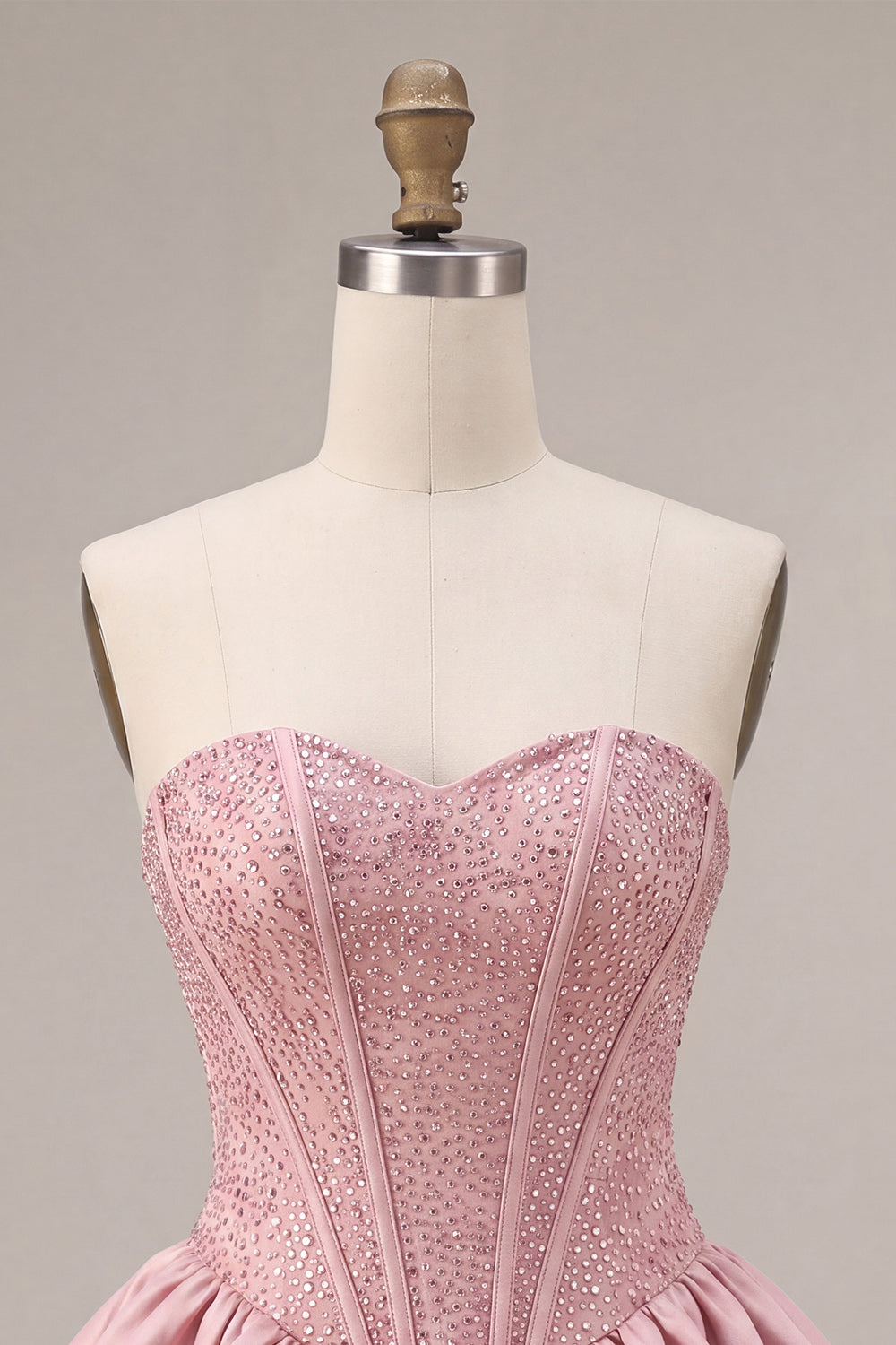 Sparkly Pink Sweetheart A Line Corset Beaded Short Homecoming Dress