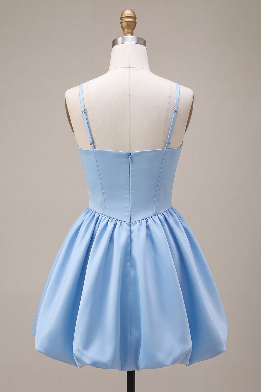 Sky Blue Satin Corset A Line Short Homecoming Dress with Bow