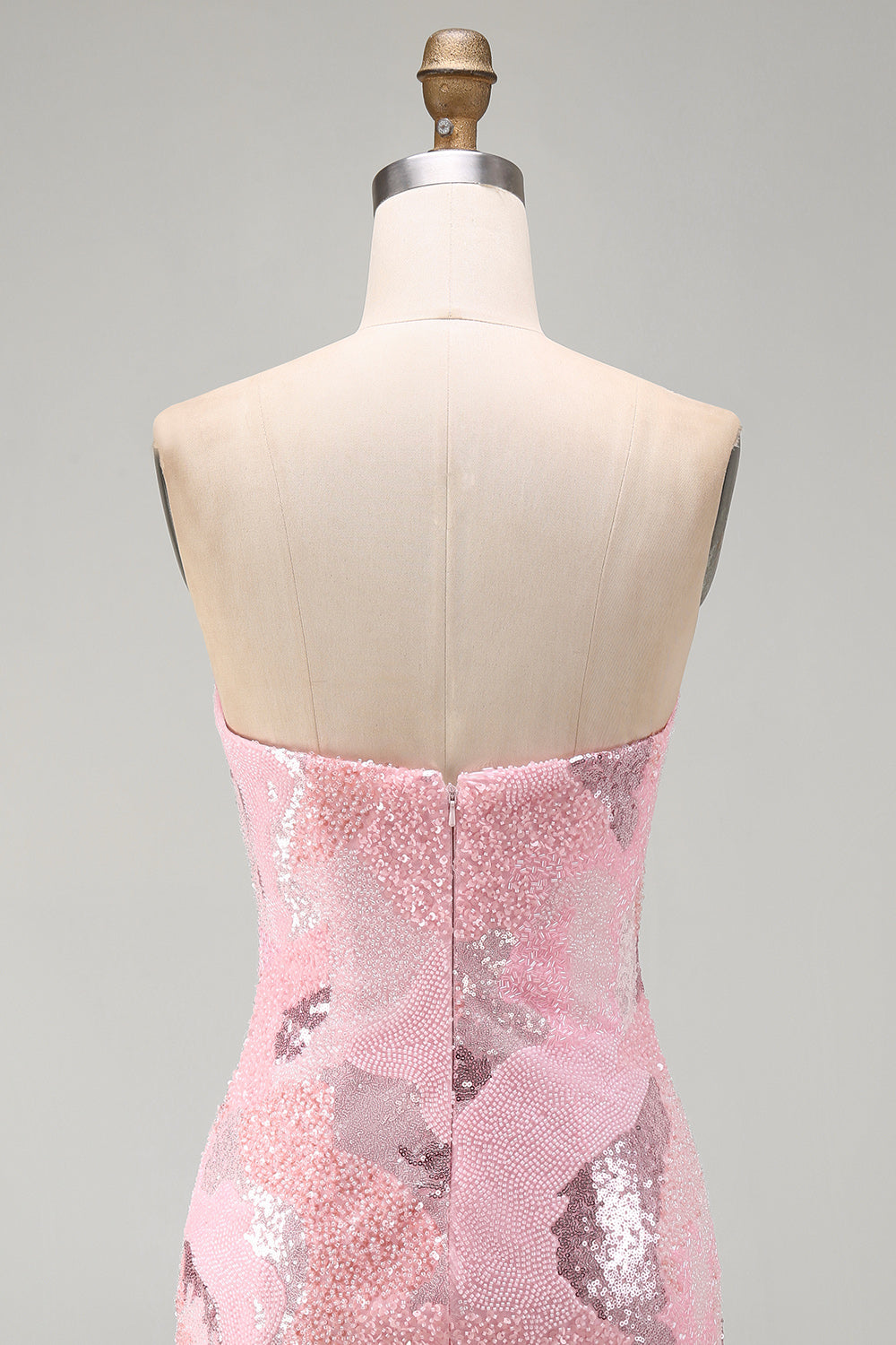 Sparkly Pink Beaded Strapless Short Tight Homecoming Dress