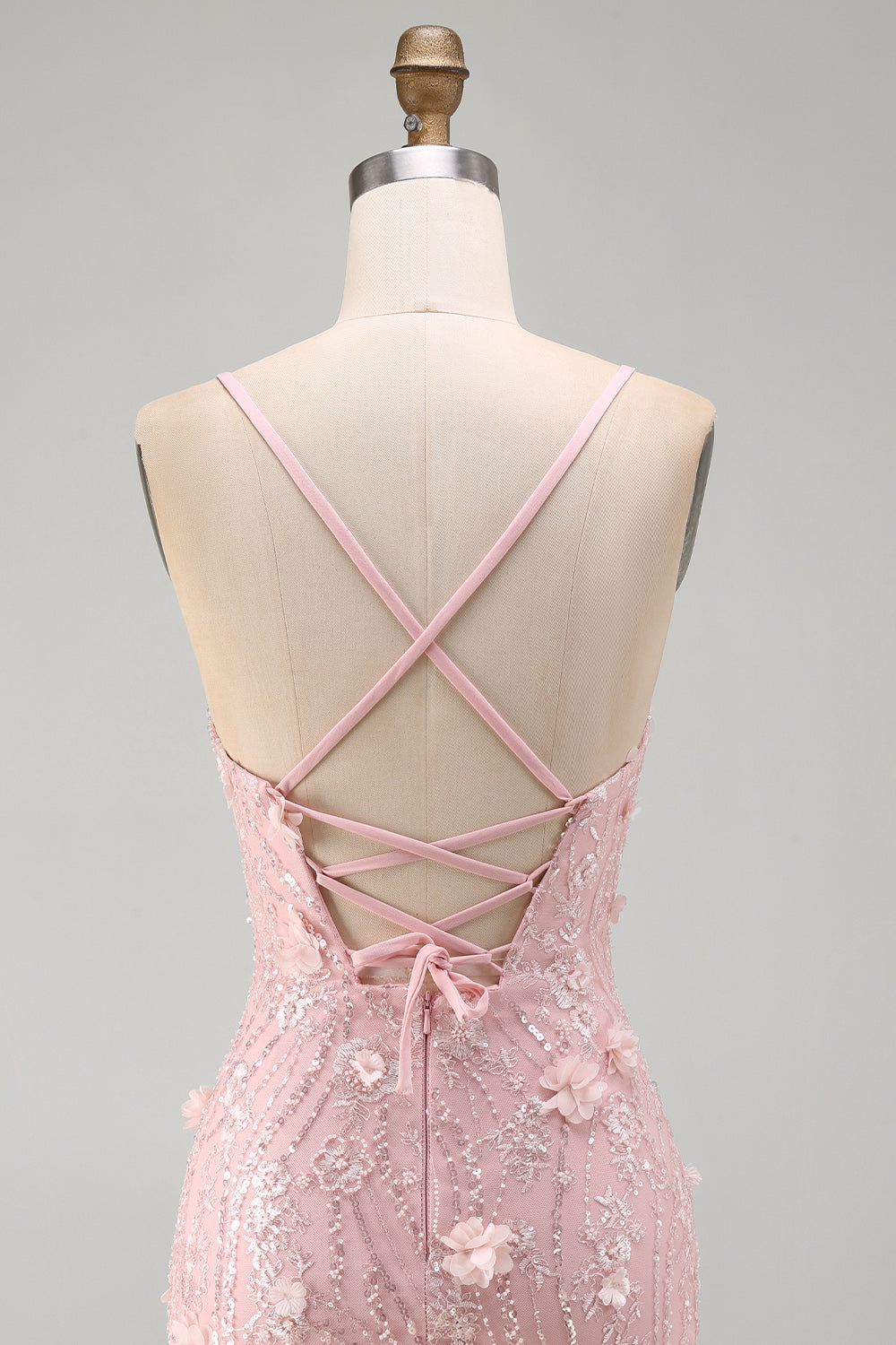 Pink Short Tight V-Neck Beaded Homecoming Dress with 3D Flower