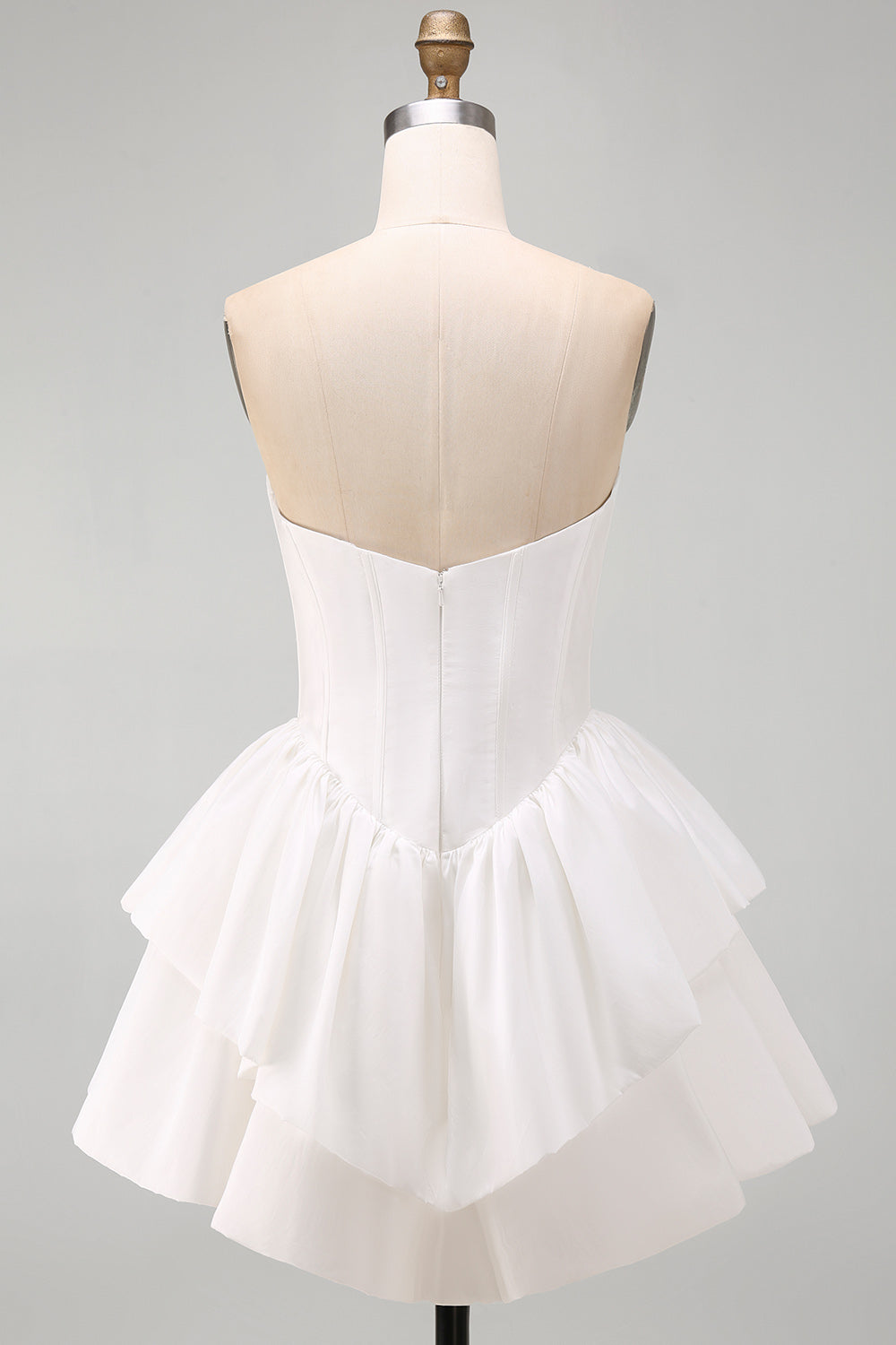 White Short Corset Sweetheart A Line Tiered Homecoming Dress