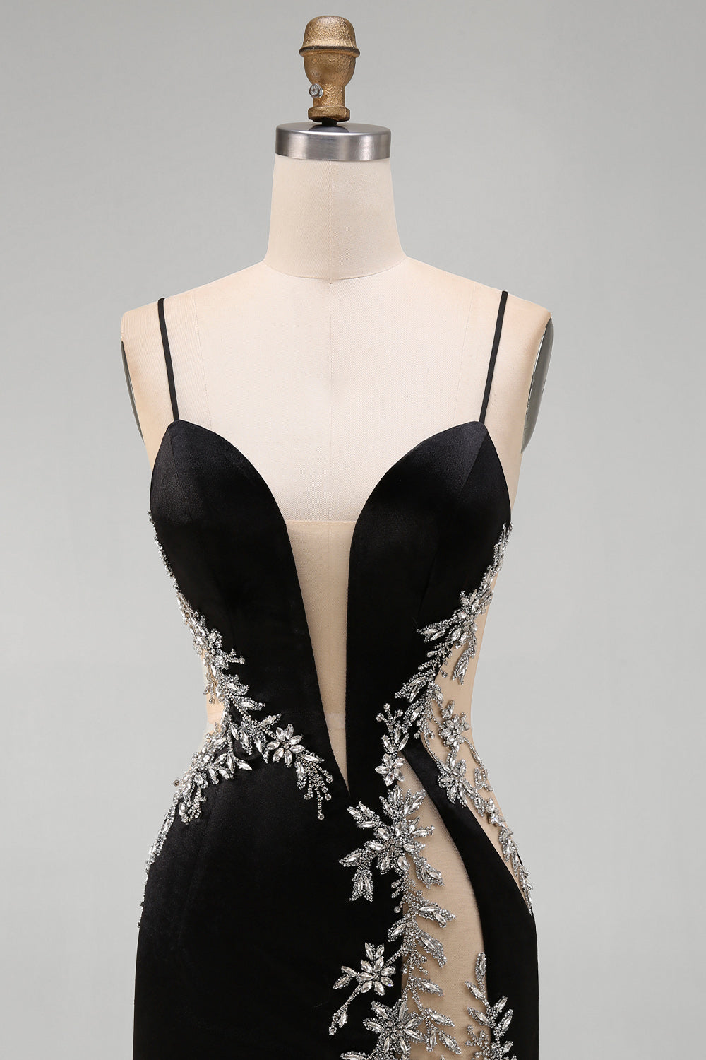 Black Floral Tight Short Cut Out Homecoming Dress with Rhinestone