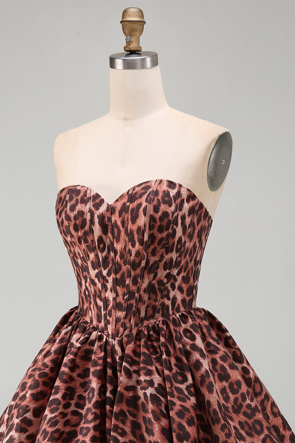 Kahki Leopard Bubble Sweetheart A Line Short Corset Homecoming Dress