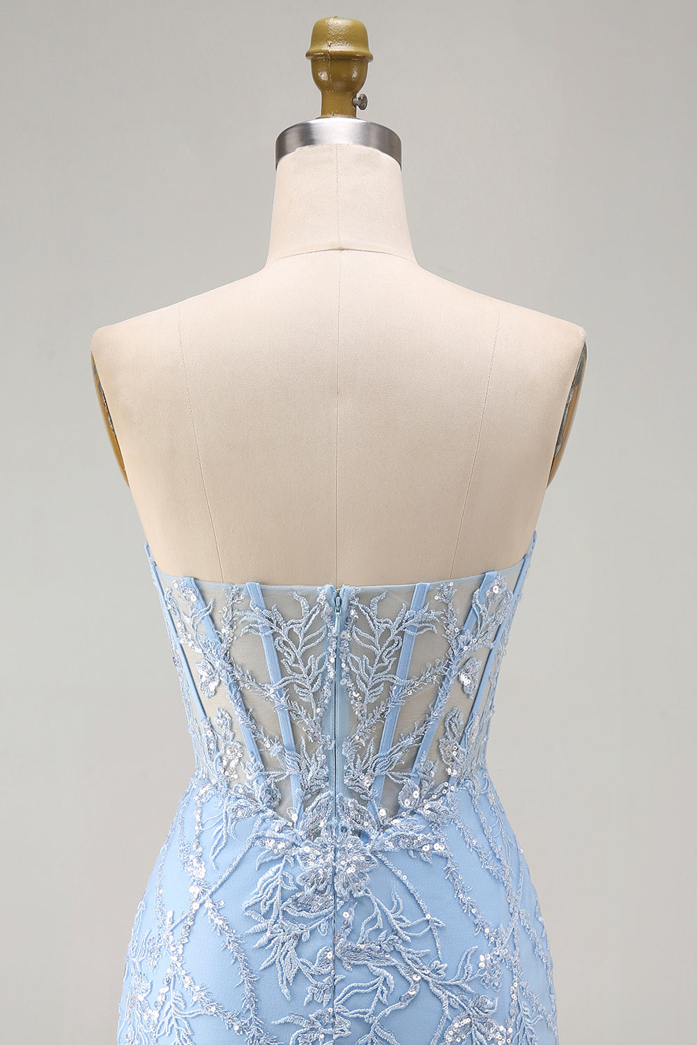 Sweetheart Sparkly Blue Floral Tight Short Corset Homecoming Dress