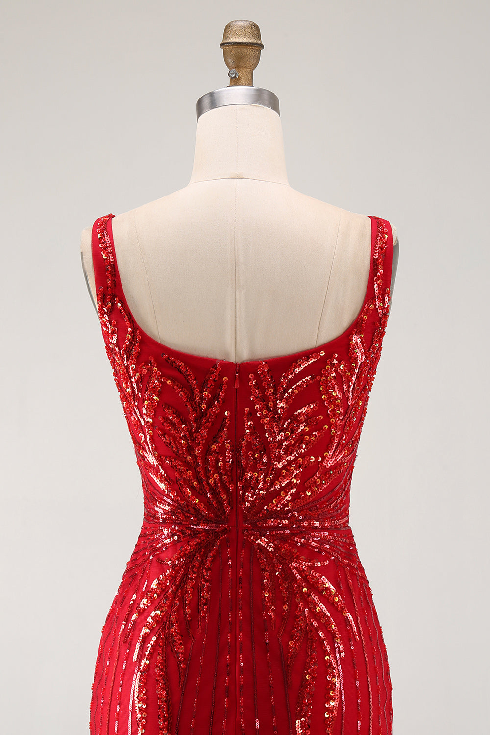  Sparkly Burgundy Tight Square Neck Sequins Short Homecoming Dress
