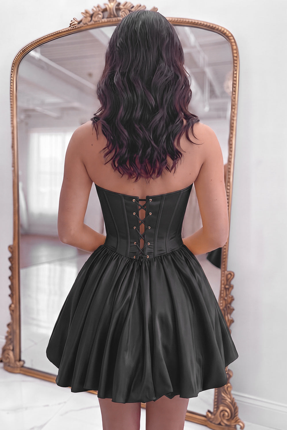 Yellow Floral Corset Sweetheart Appliqued Short Homecoming Dress