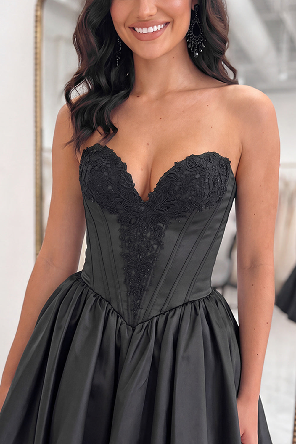 Yellow Floral Corset Sweetheart Appliqued Short Homecoming Dress