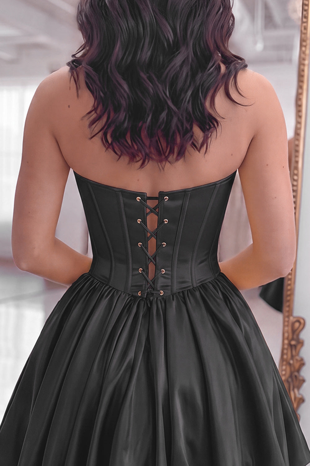 Yellow Floral Corset Sweetheart Appliqued Short Homecoming Dress