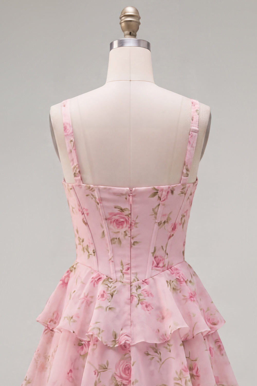 Floral Blue A-Line Tiered Corset Ruffled Short Homecoming Dress