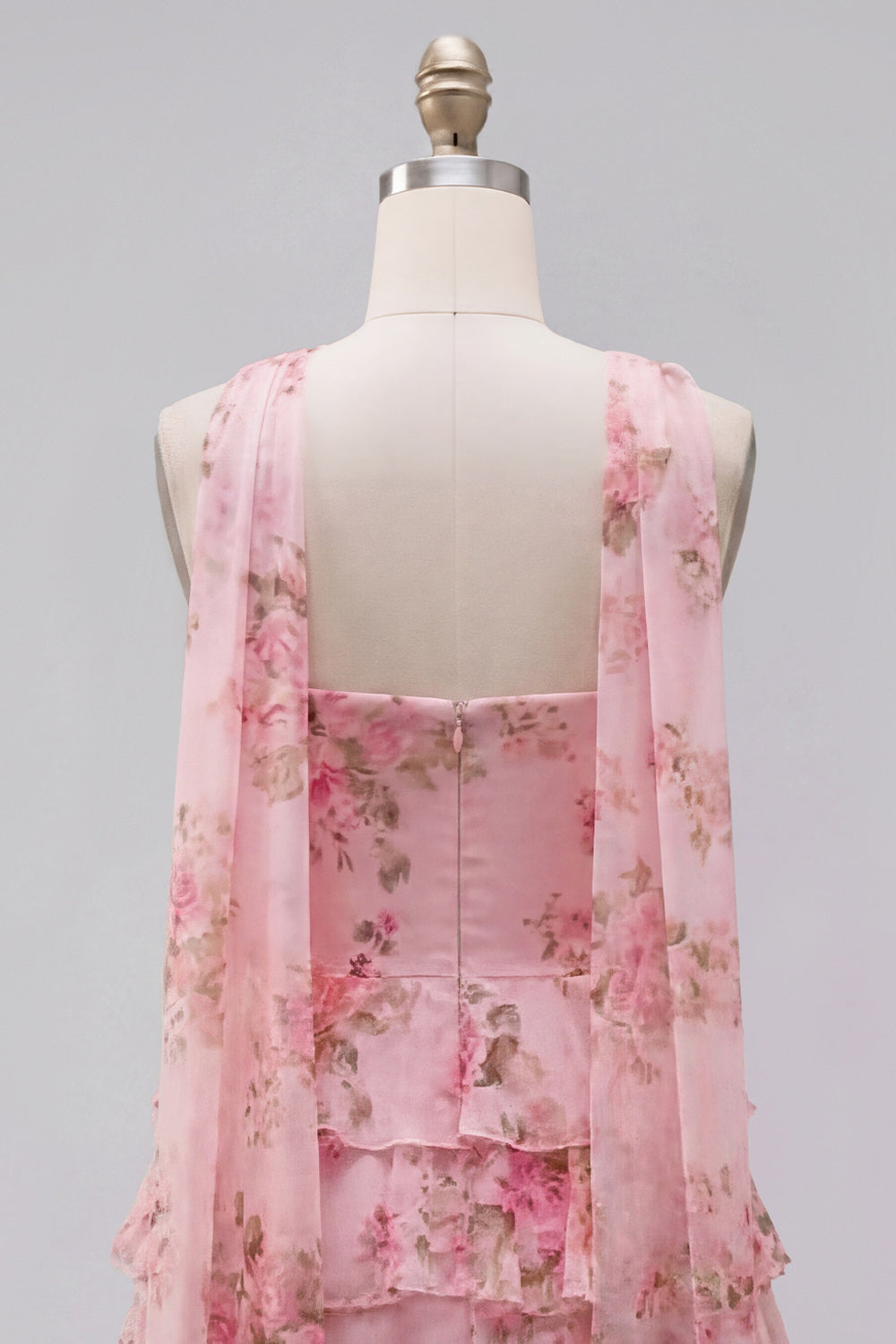 Floral Ruffled Yellow A-Line Short Homecoming Dress with Neck Scarf