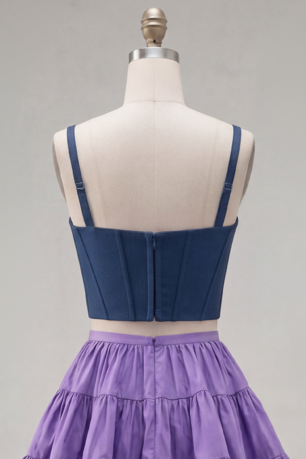 Pink Fuchsia 2 Piece A-Line Corset Ruffled Short Homecoming Dress