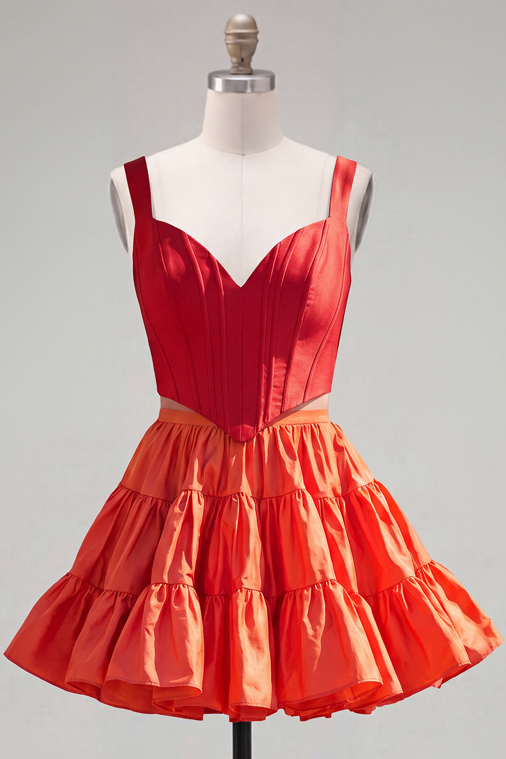 Pink Fuchsia 2 Piece A-Line Corset Ruffled Short Homecoming Dress