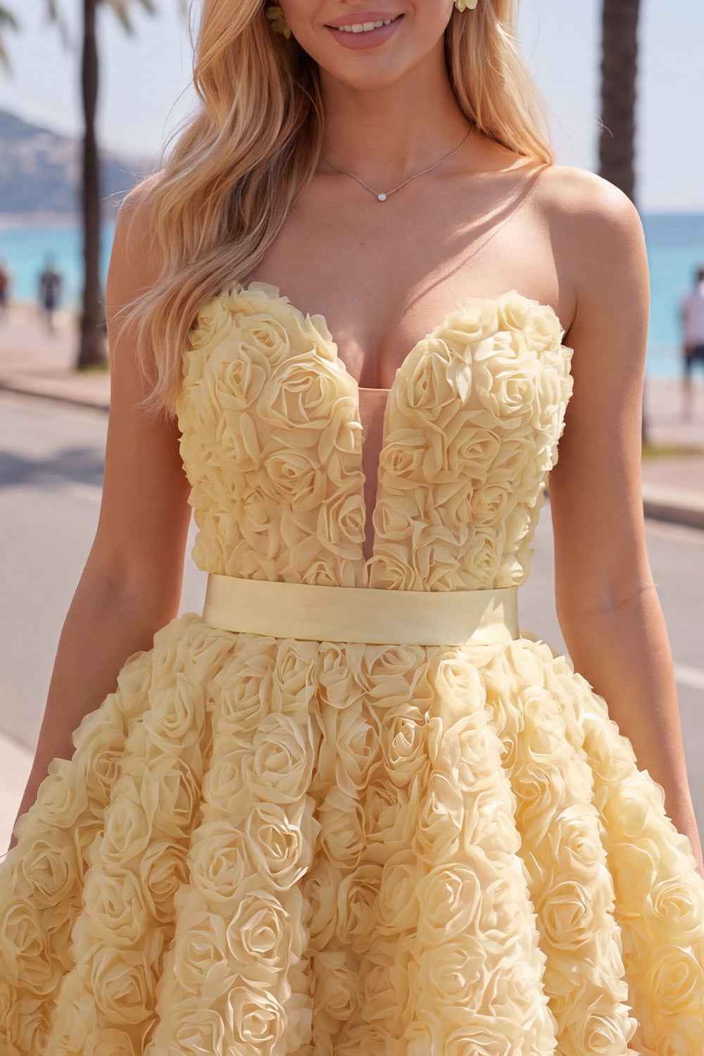 Pink Sweetheart A-Line Short Homecoming Dress with 3D Flowers