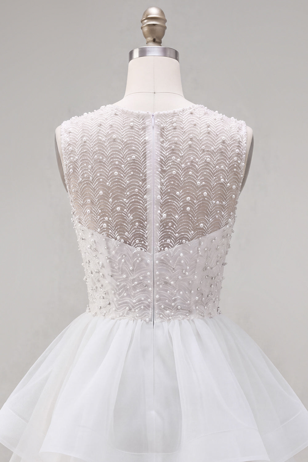 Sparkly Black A-Line Illusion Neck Beaded Tiered Short Homecoming Dress