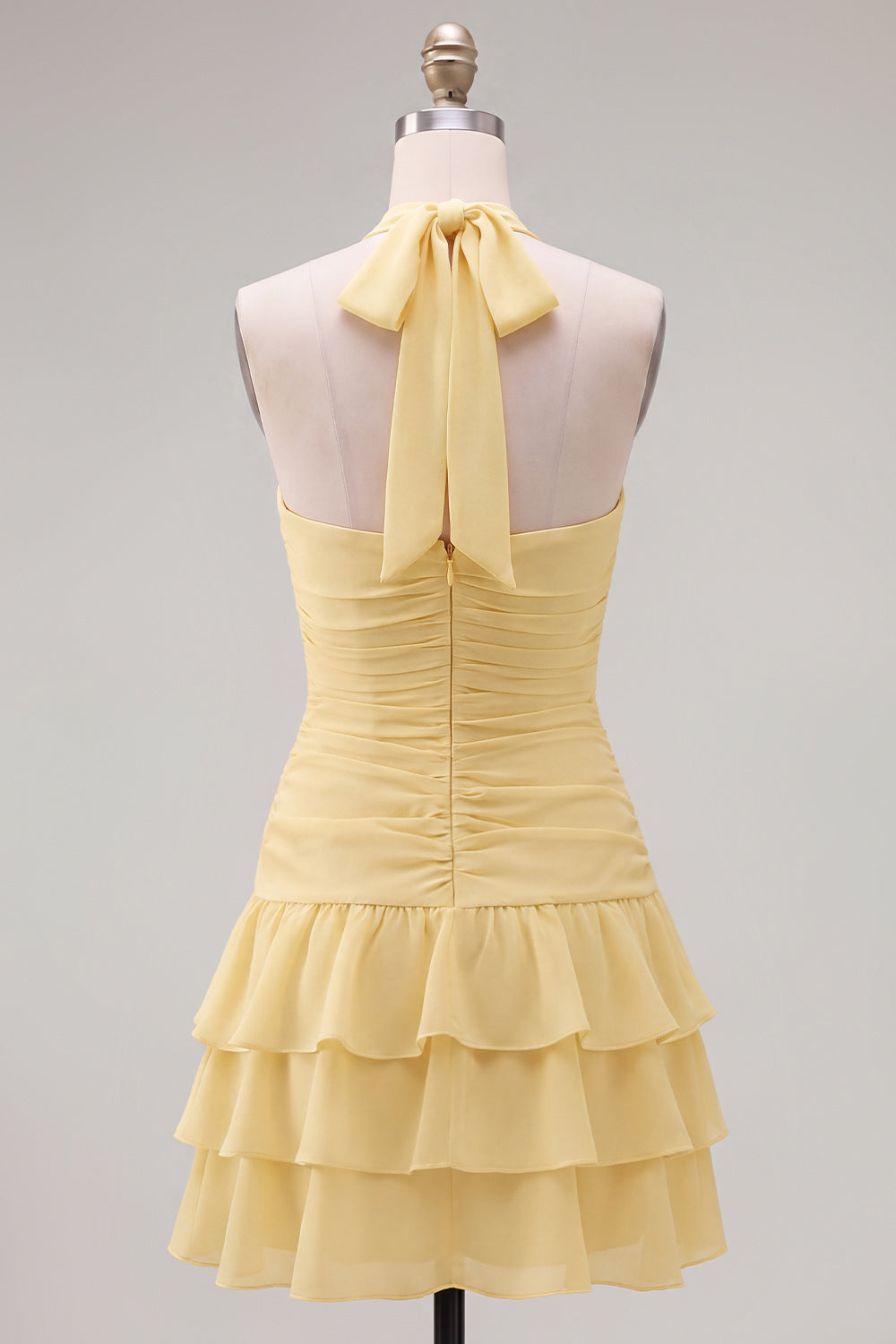 White Halter Ruched Ruffled Short Homecoming Dress with 3D Flower