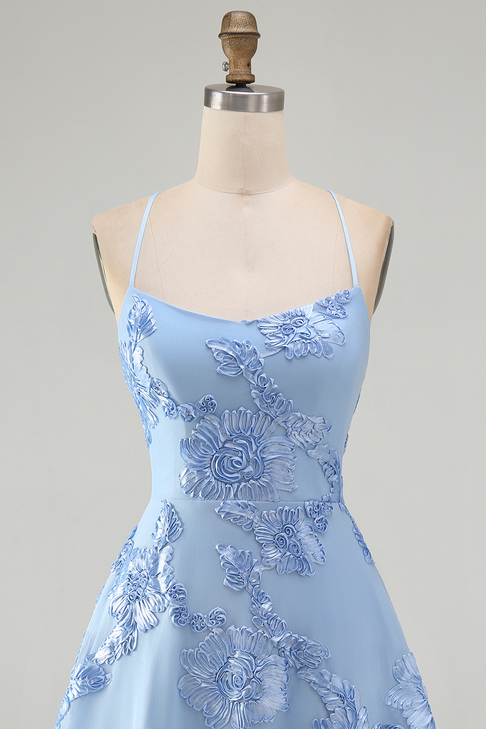 Lilac Floral Short A-Line Spaghetti Straps Homecoming Dress