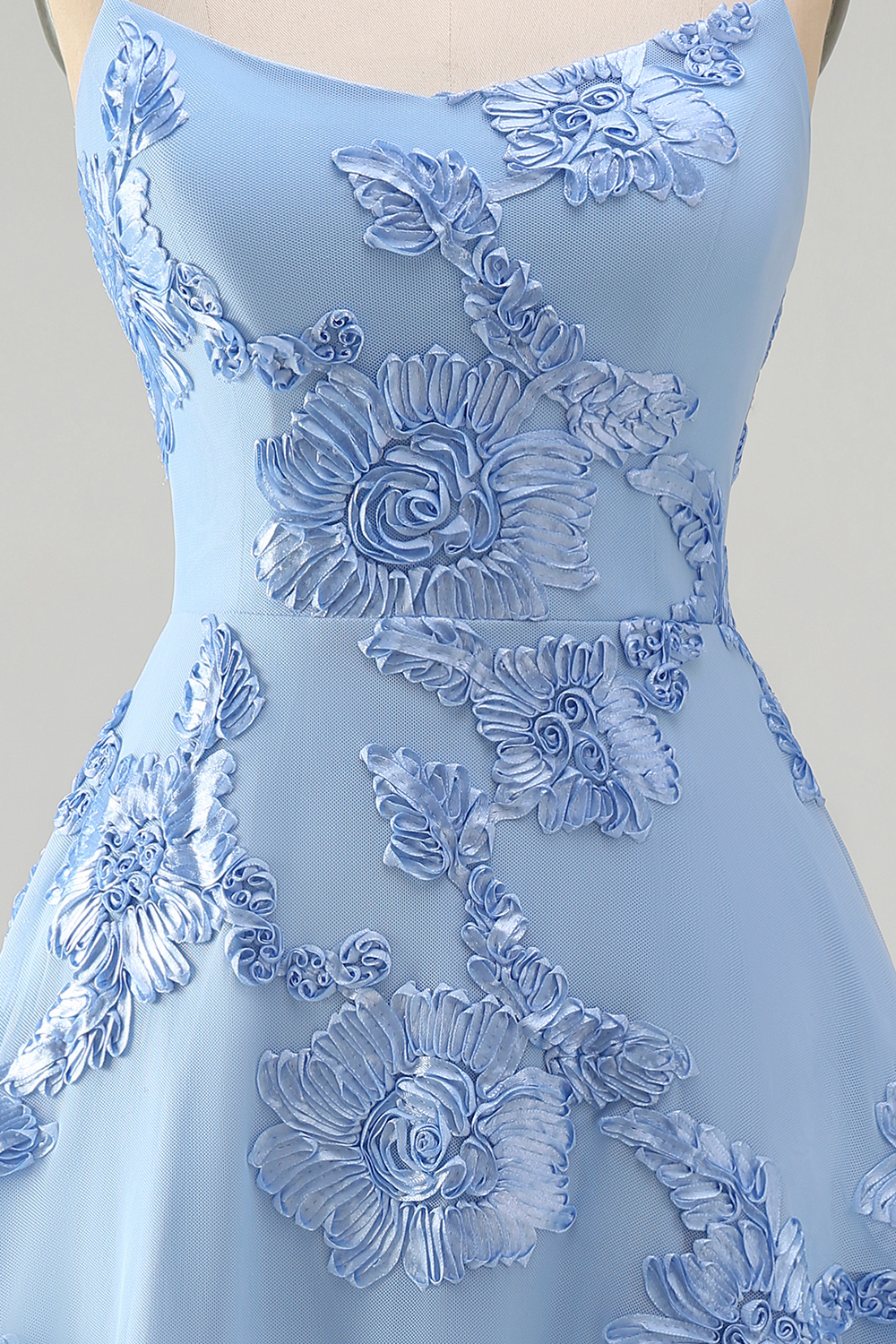 Lilac Floral Short A-Line Spaghetti Straps Homecoming Dress