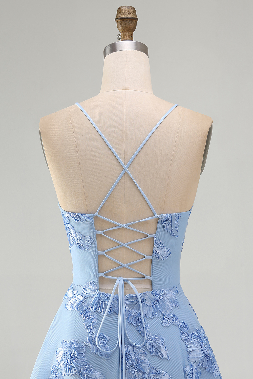 Lilac Floral Short A-Line Spaghetti Straps Homecoming Dress