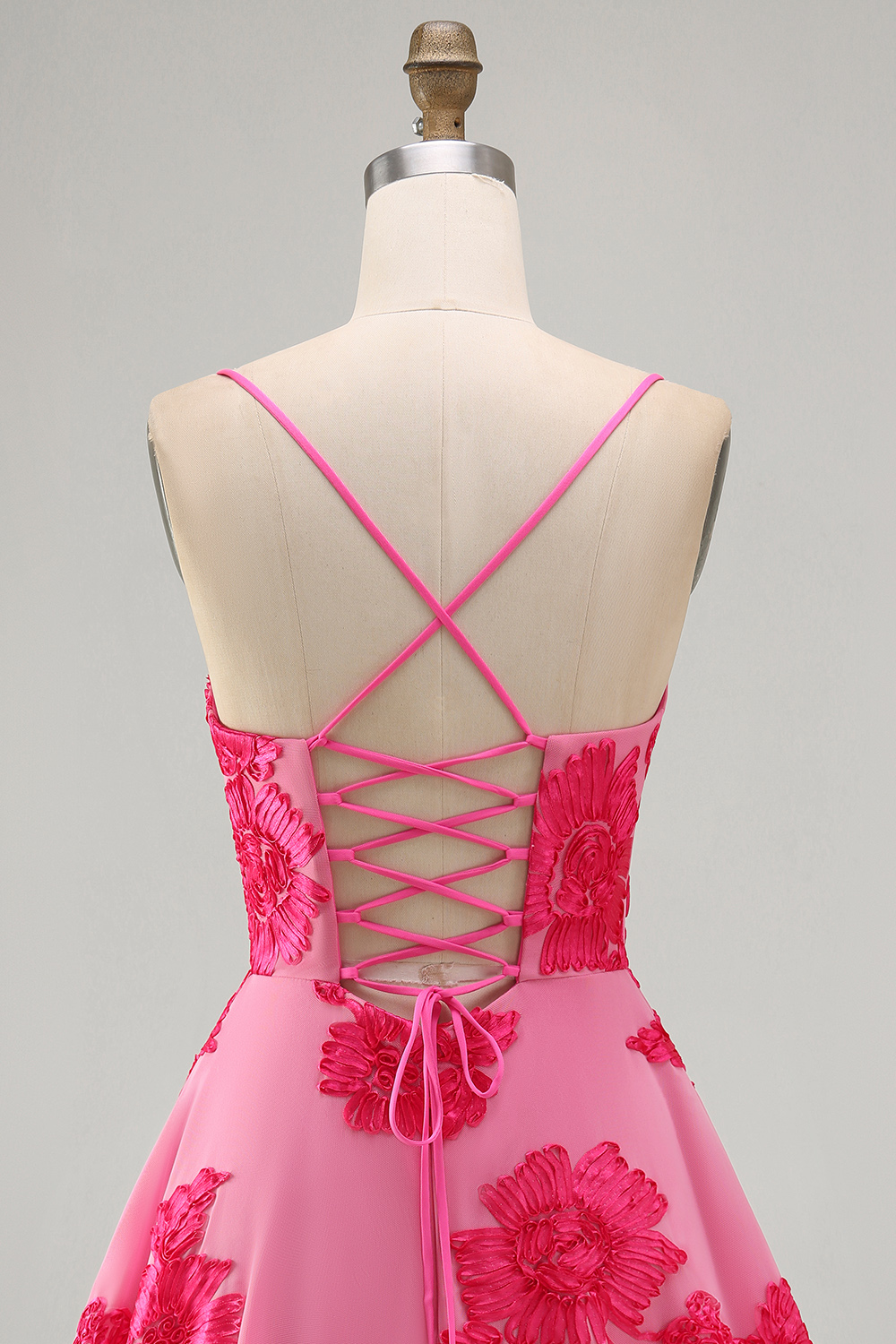 Lilac Floral Short A-Line Spaghetti Straps Homecoming Dress