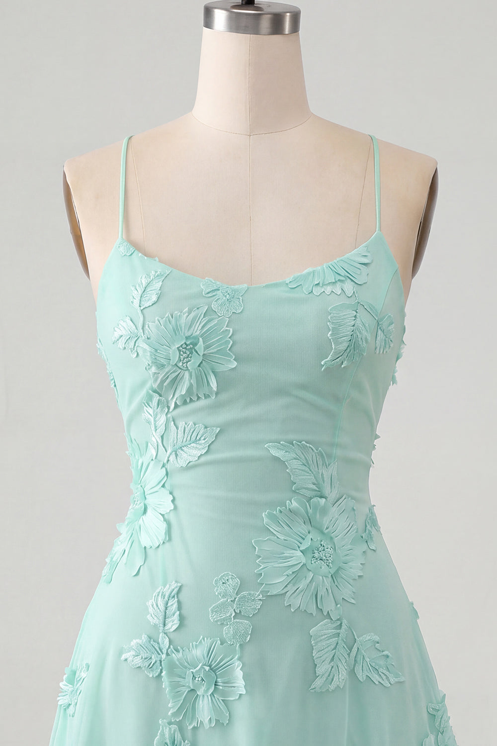 Lilac A-Line Spaghetti Straps Floral Short Homecoming Dress