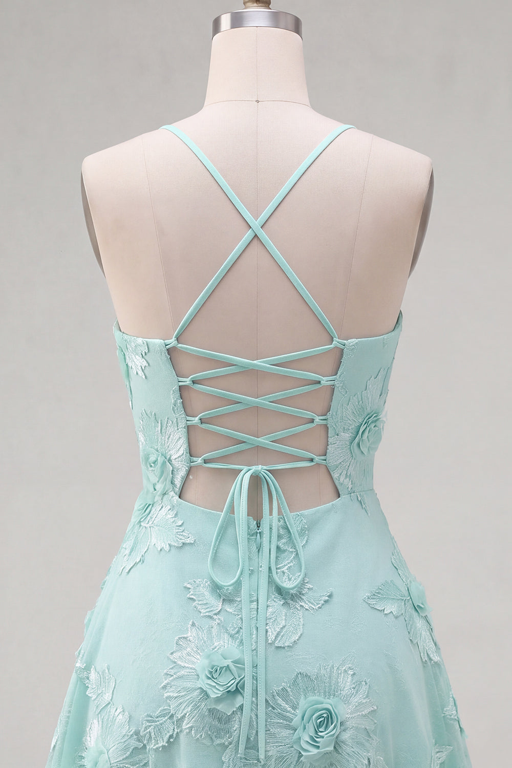 Lilac A-Line Spaghetti Straps Floral Short Homecoming Dress