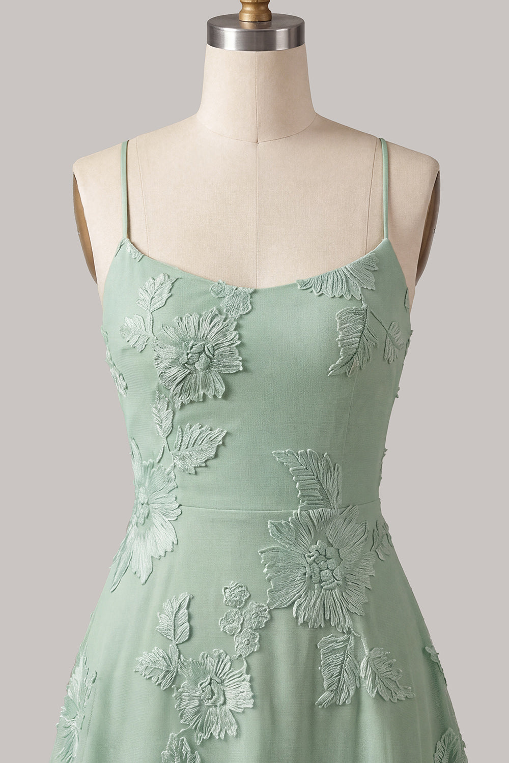 Lilac A-Line Spaghetti Straps Floral Short Homecoming Dress