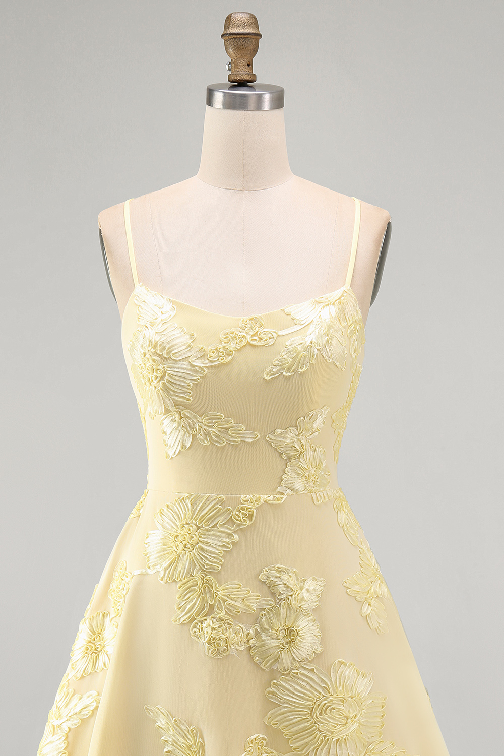 Lilac Floral Short A-Line Spaghetti Straps Homecoming Dress