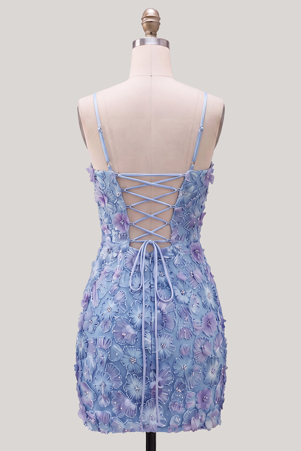 Fuchsia Yellow Tight Spaghetti Straps Floral Short Homecoming Dress with Beading