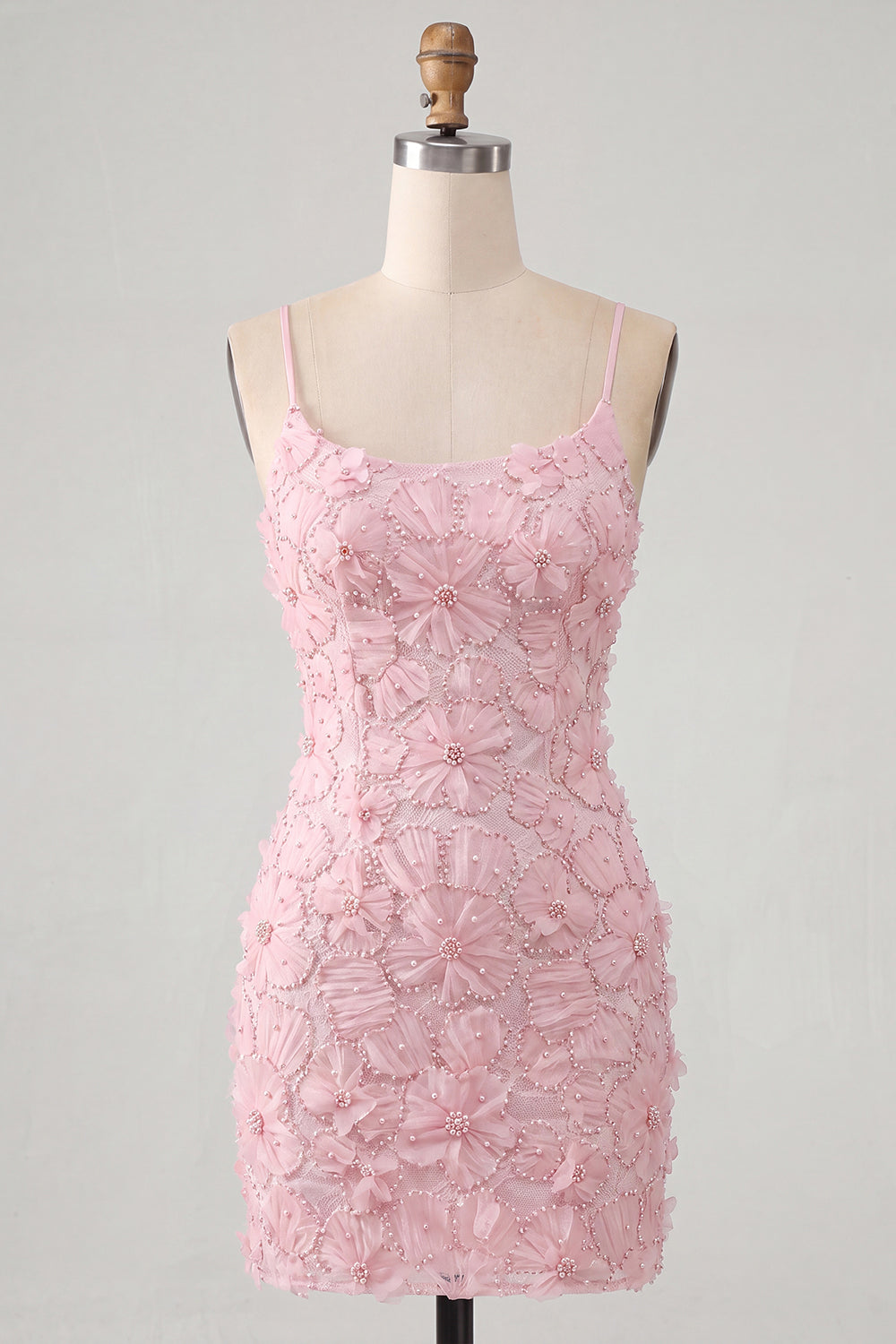 Fuchsia Yellow Tight Spaghetti Straps Floral Short Homecoming Dress with Beading