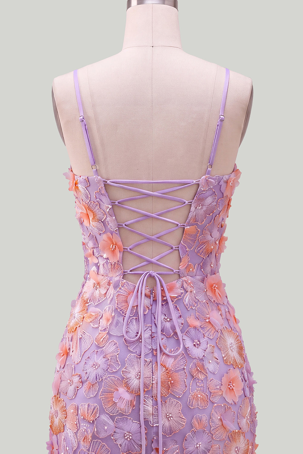 Fuchsia Yellow Tight Spaghetti Straps Floral Short Homecoming Dress with Beading