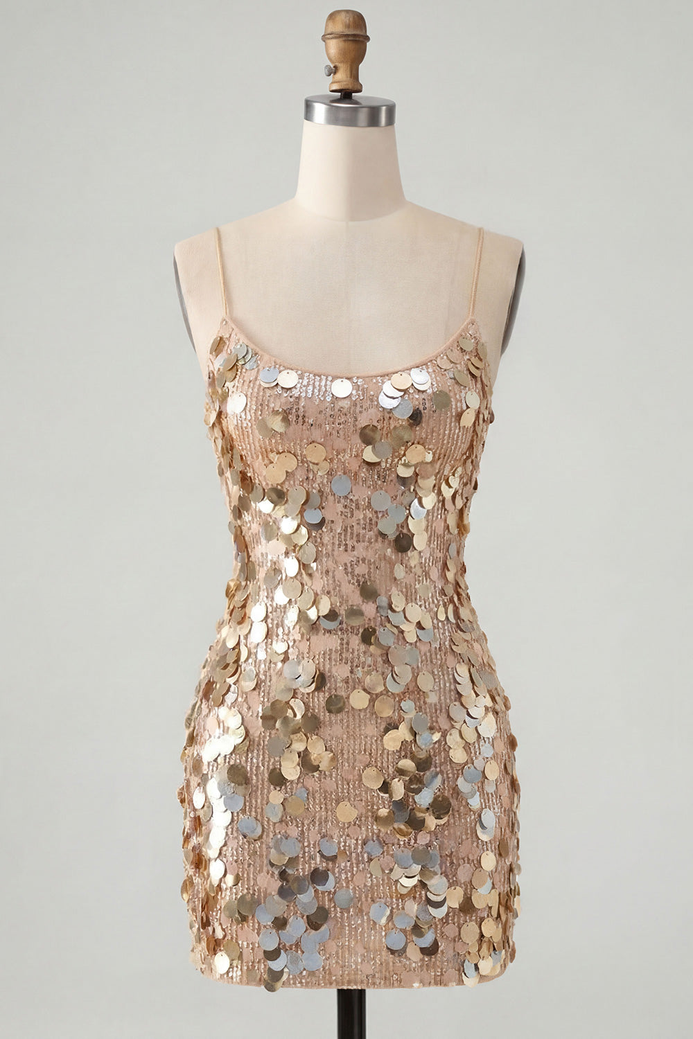 Sparkly Burgundy Sequin Tight Spaghetti Straps Short Homecoming Dress