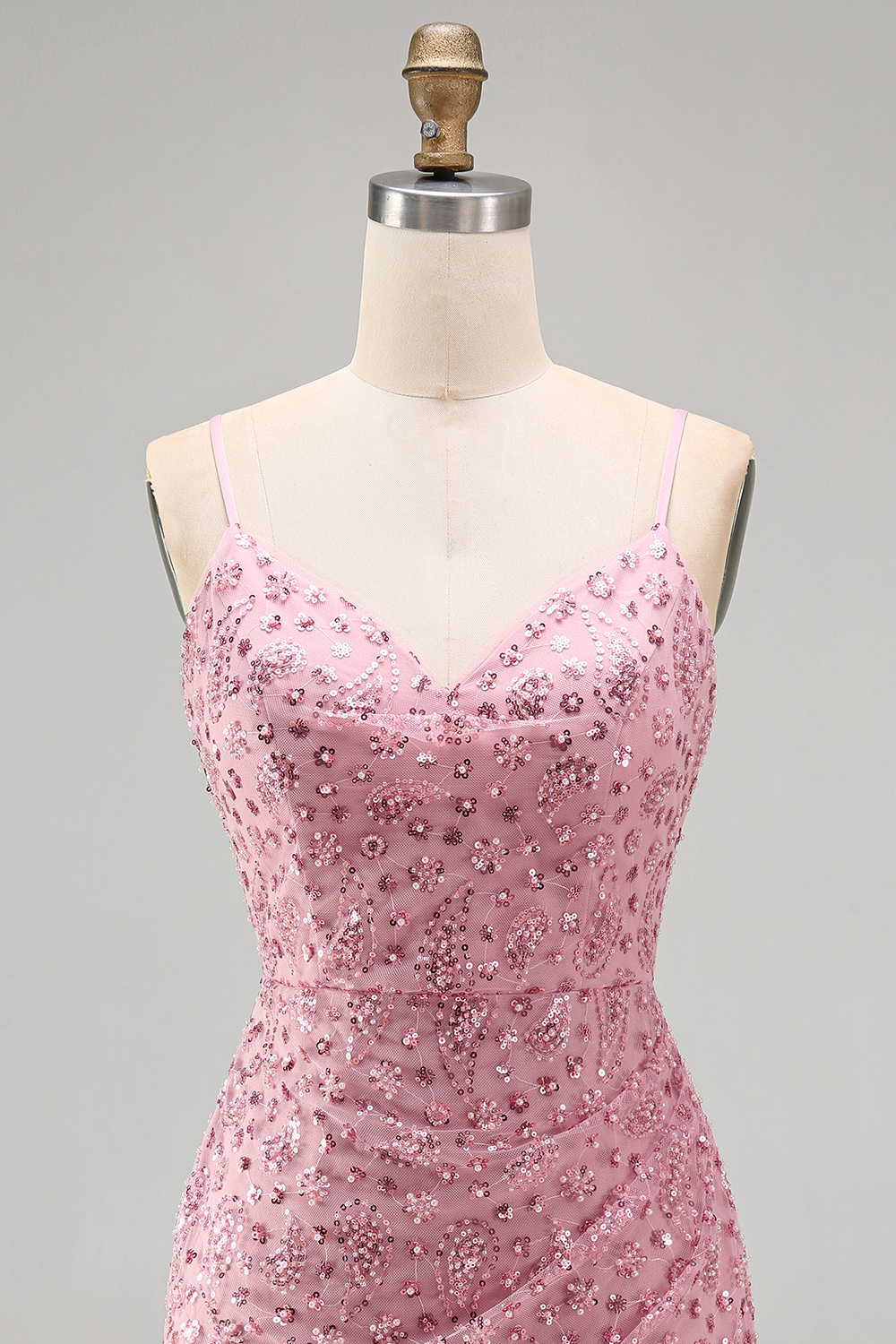 Tight Dusty Rose Short Cowl Neck Ruched Homecoming Dress with Beadings