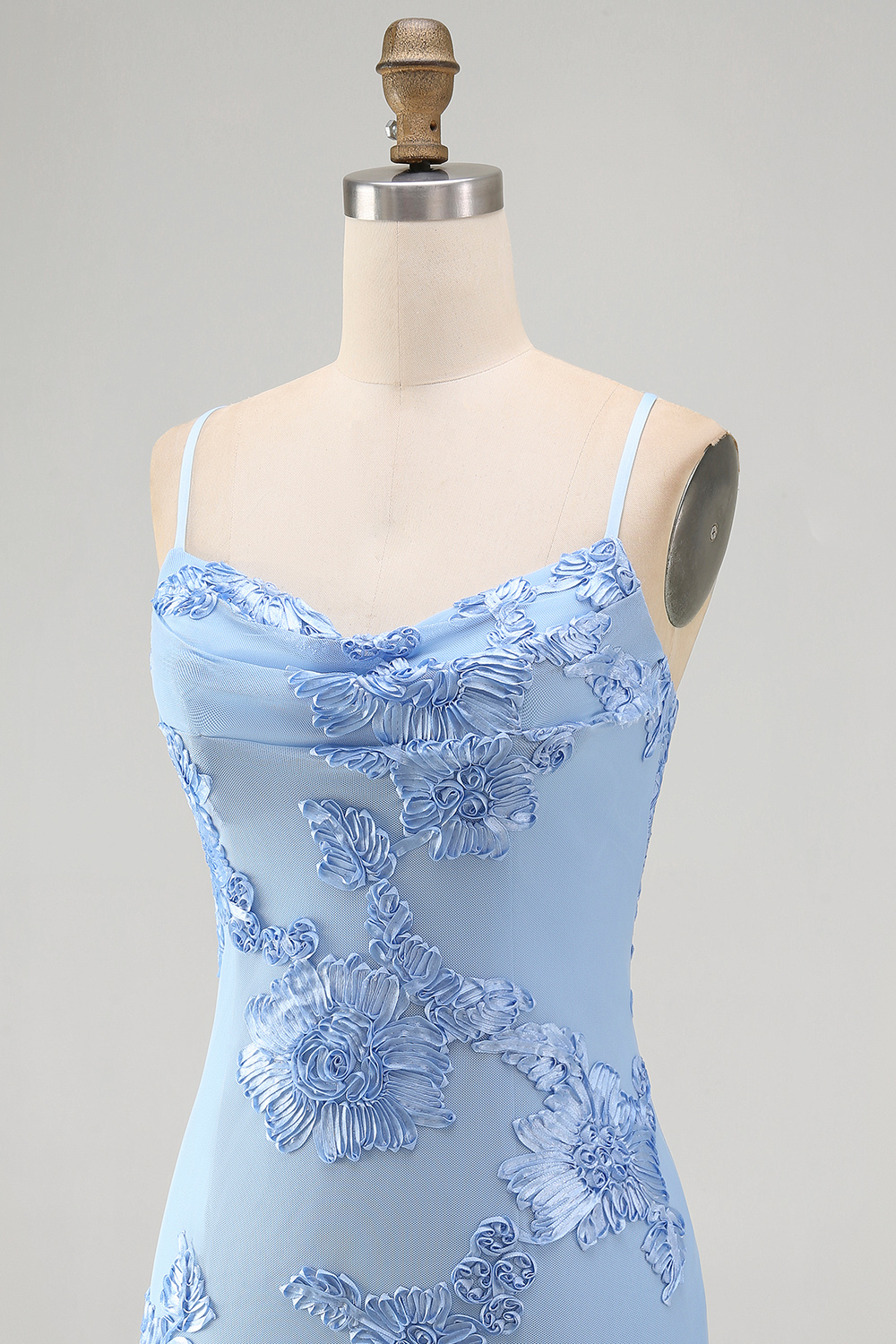 Floral Tight Yellow Cowl Neck Short Homecoming Dress