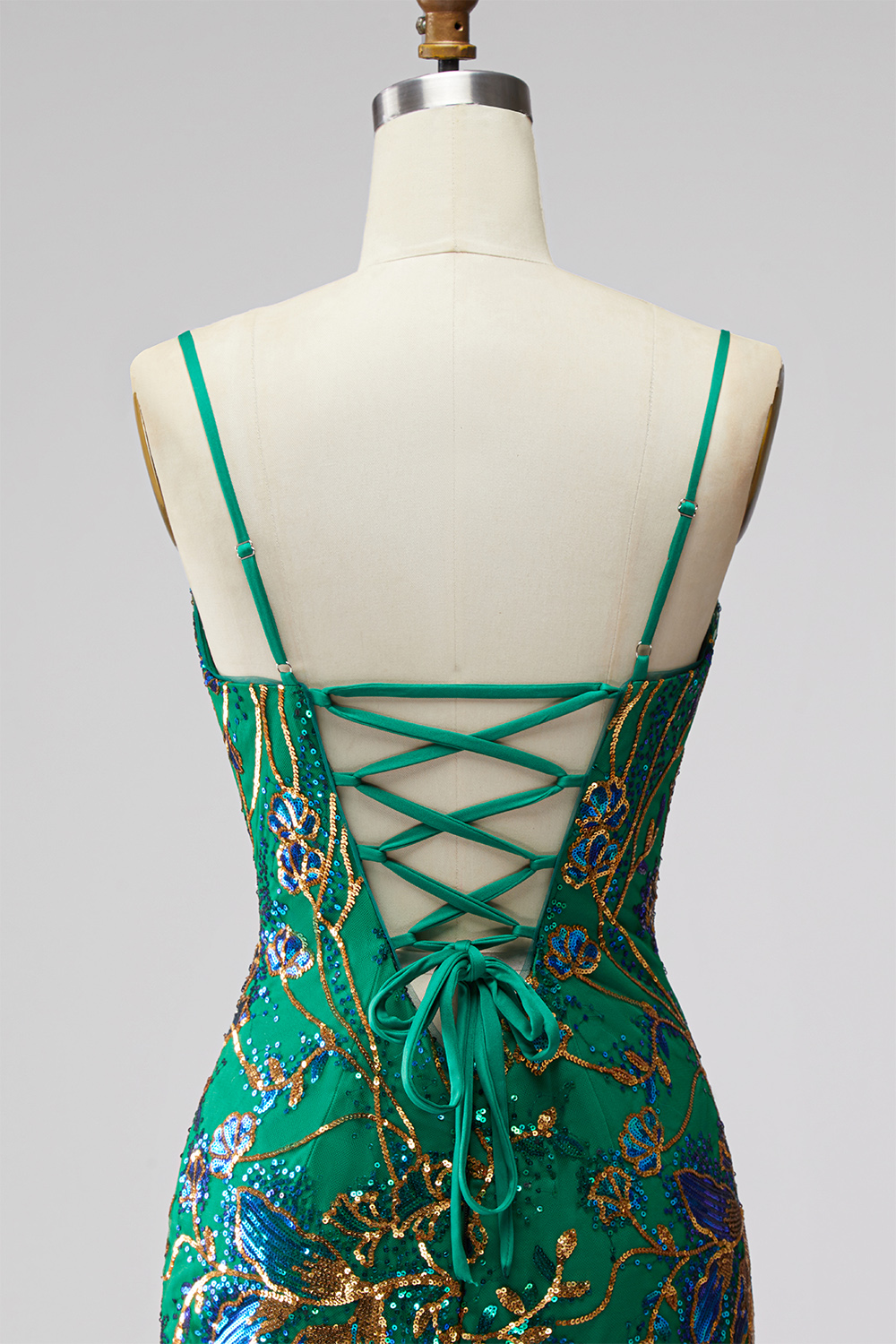 Floral Dark Green Ruffled Tight Short Homecoming Dress