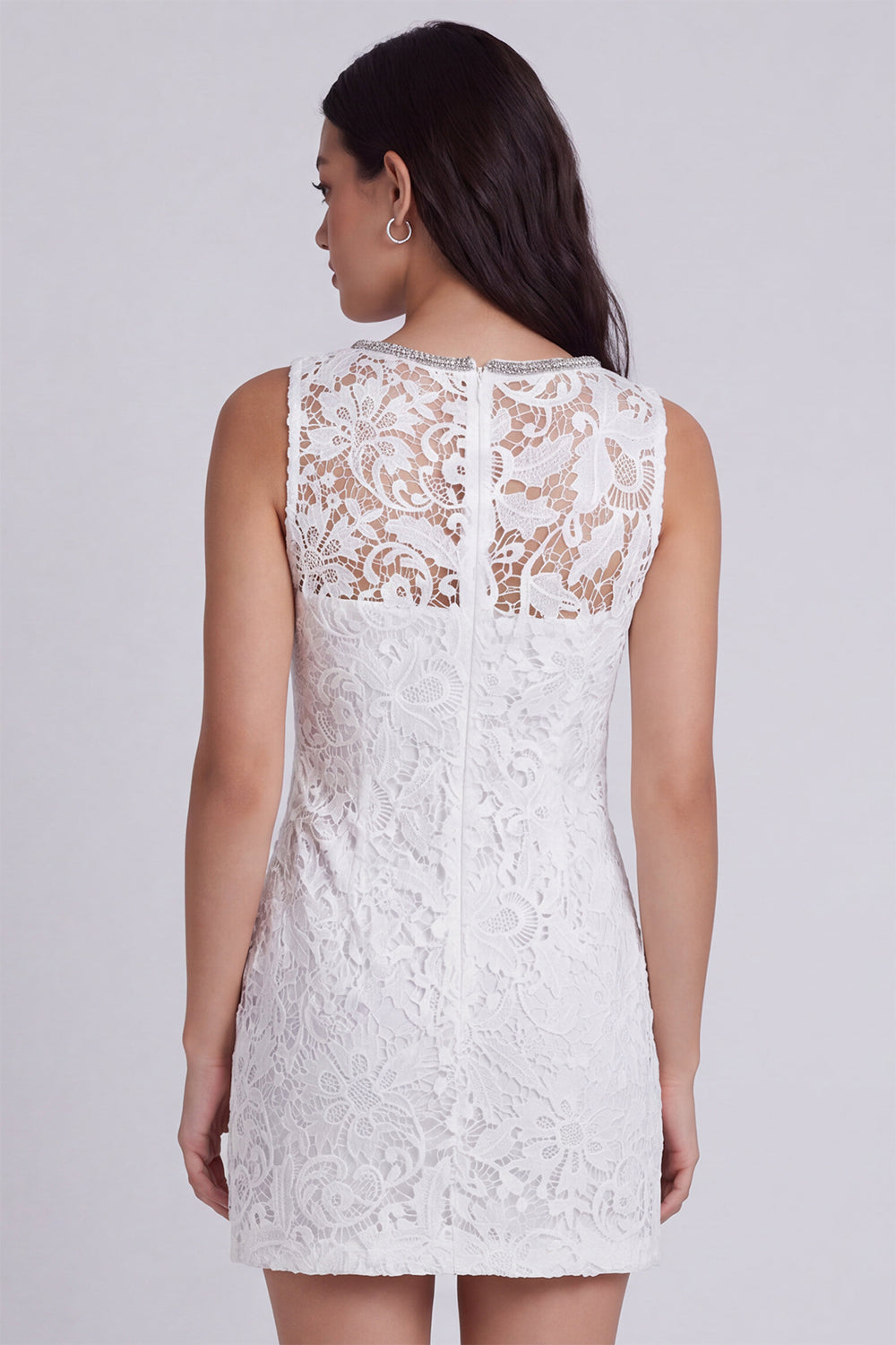 Ivory Tight V-Neck Lace Short Reception Dress for Bride with Beadings