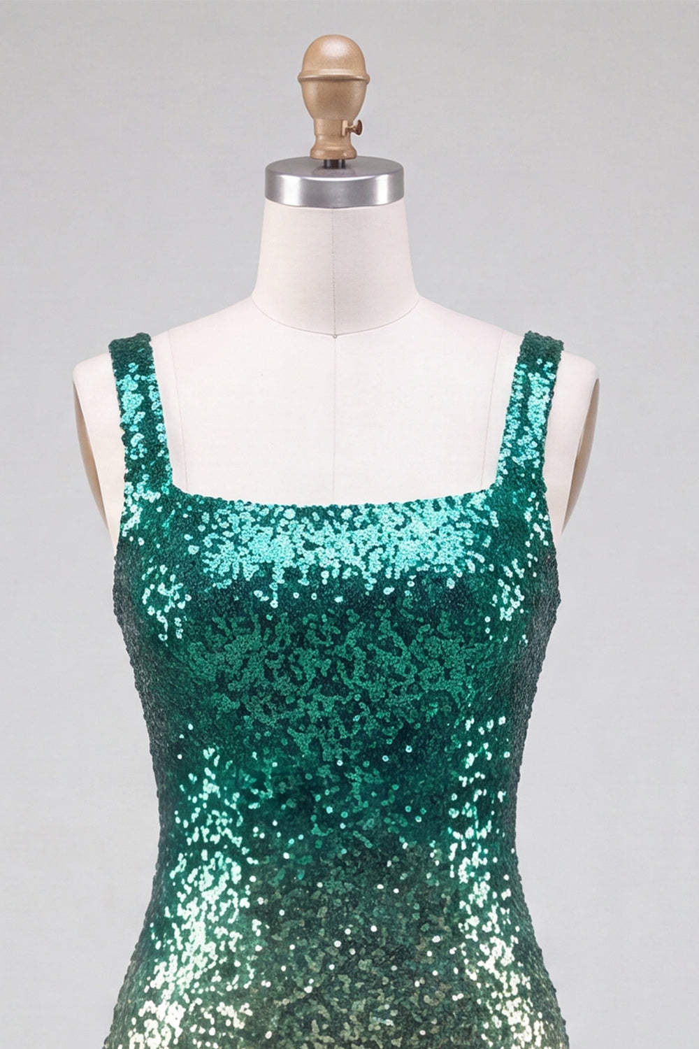 Sparkly Green and Gold Sequin Tight Short Homecoming Dress with Slit