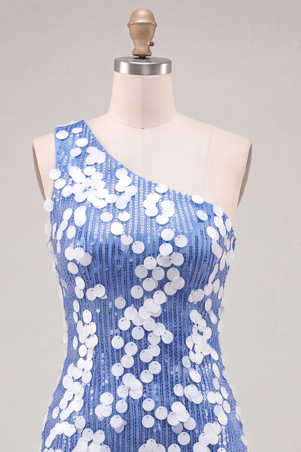 Sparkly Blue Sequin Tight One Shoulder Short Homecoming Dress