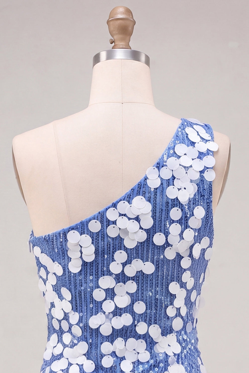 Sparkly Blue Sequin Tight One Shoulder Short Homecoming Dress
