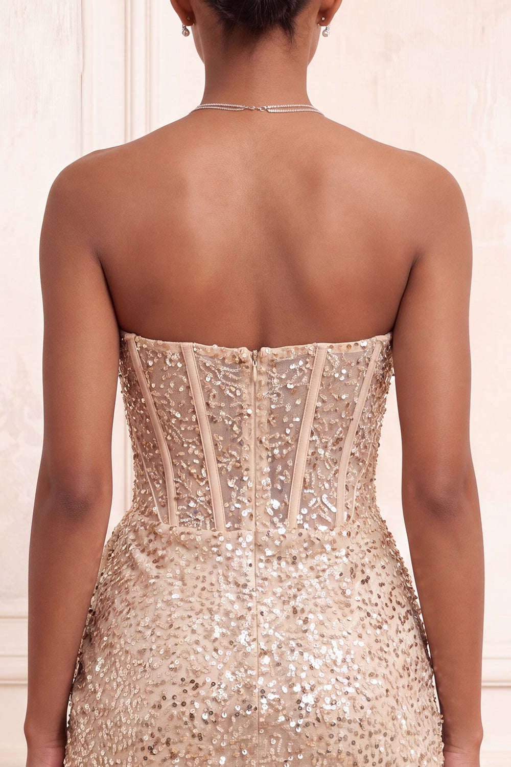Sparkly Pink Sequin Tight Ruched Short Corset Homecoming Dress