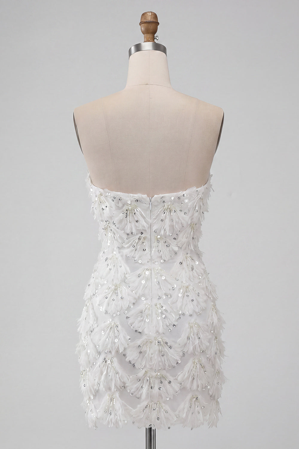 Sparkly Floral Ivory Sequin Tight Sweetheart Short Homecoming Dress