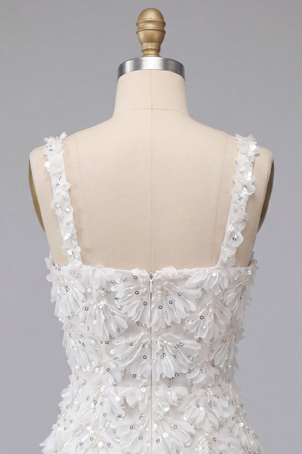 Sparkly Sequin Ivory A-Line Floral Tight Short Homecoming Dress