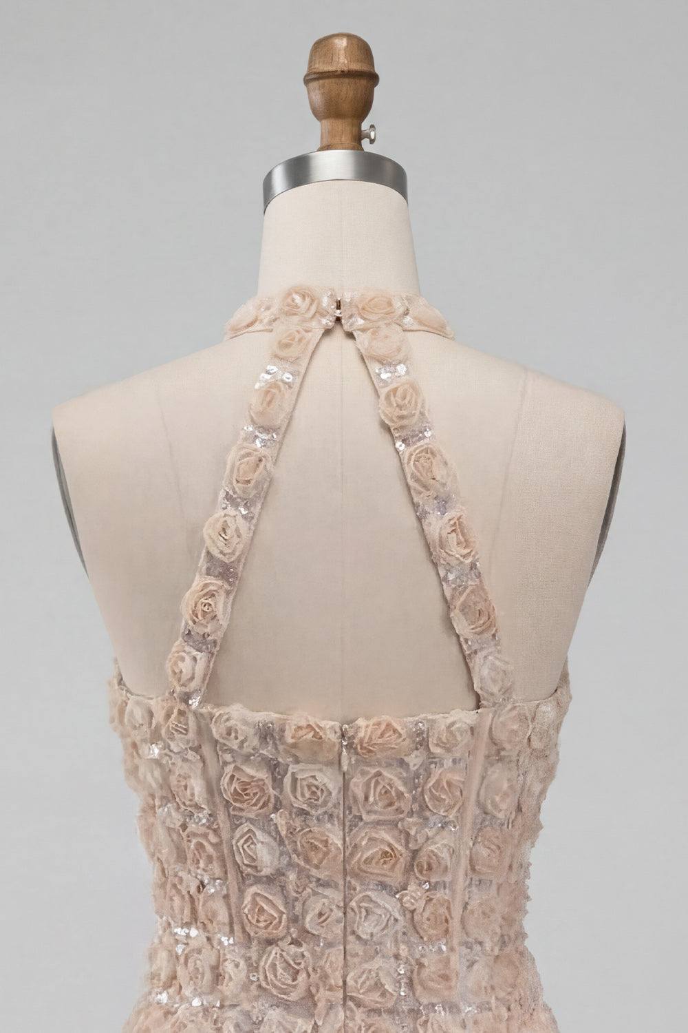 Sparkly Sequin Floral Champagne Tight Short Corset Homecoming Dress