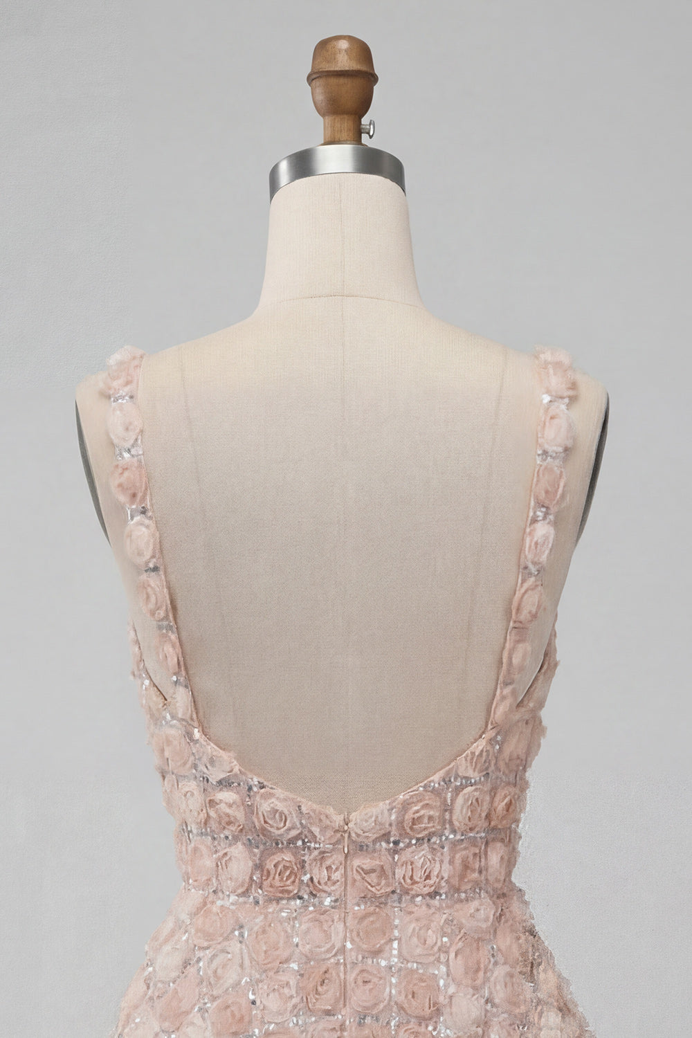 Sparkly Champagne Sequin A-Line Short Homecoming Dress with 3D Flowers