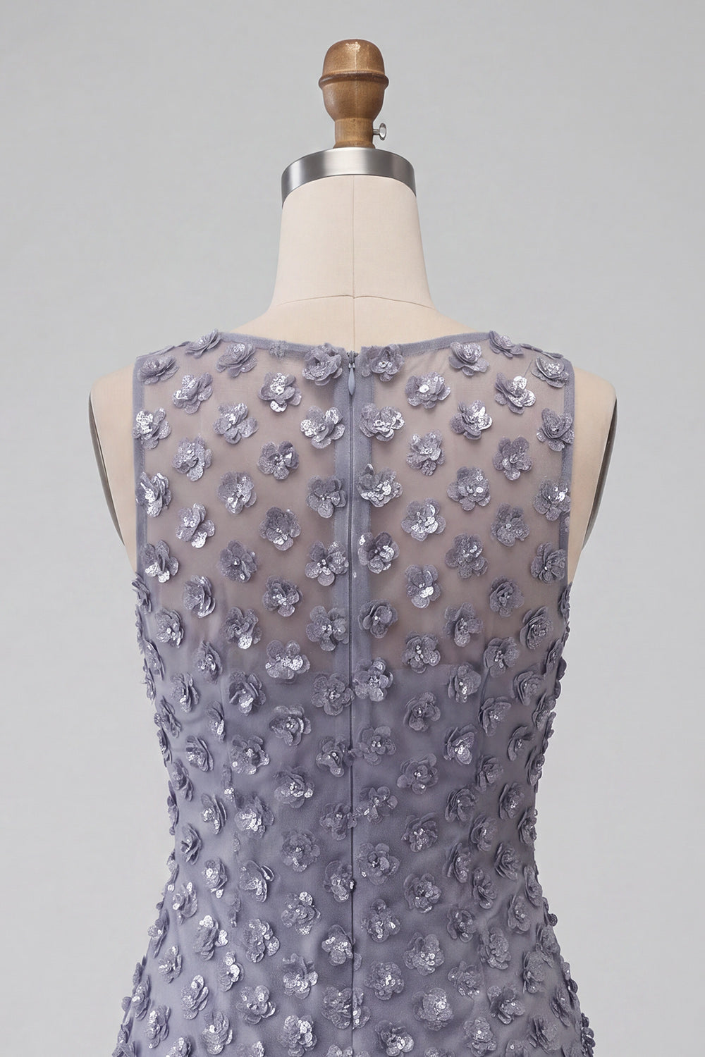 Floral Sparkly Dusty Lavender Tight Short Homecoming Dress with Feather