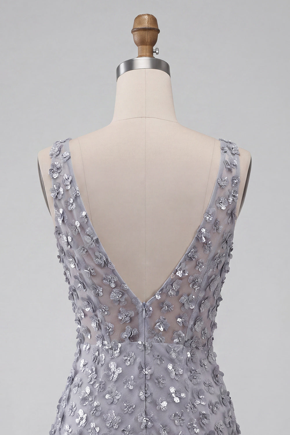 Sparkly Tight Sequin Floral Dusty Lavender Short Homecoming Dress with Feather