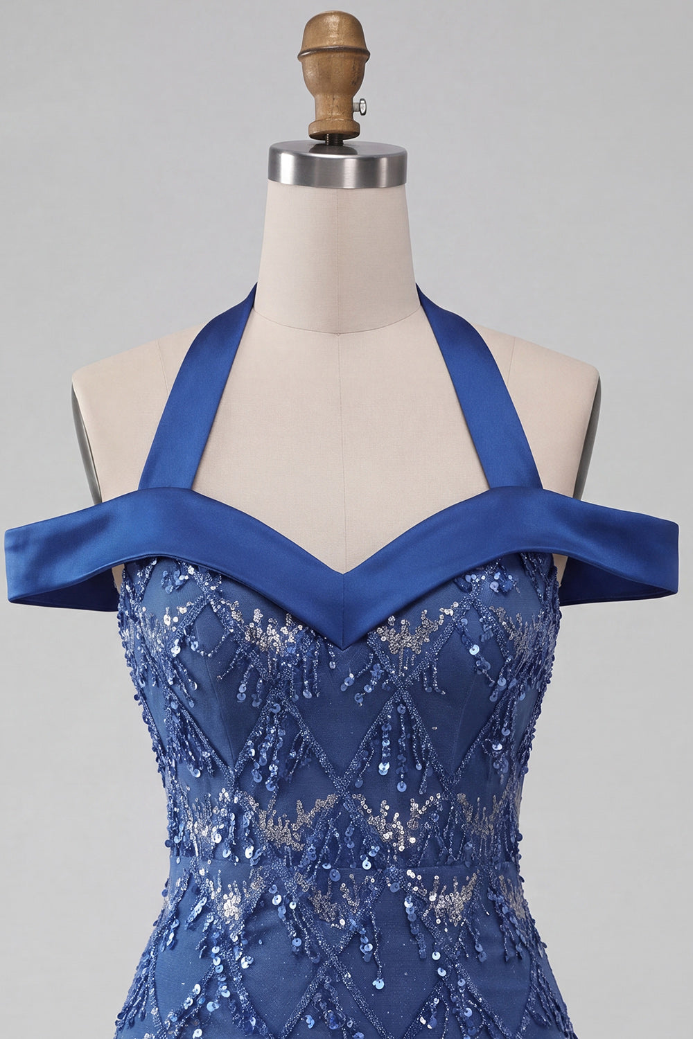 Royal Blue Cold Shoulder Sparkly Sequin Tight Short Homecoming Dress