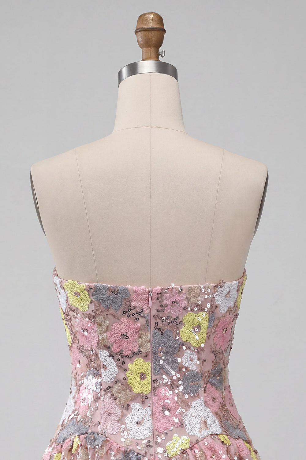 Pink Sparkly Floral Sequin Sweetheart A-Line Short Homecoming Dress