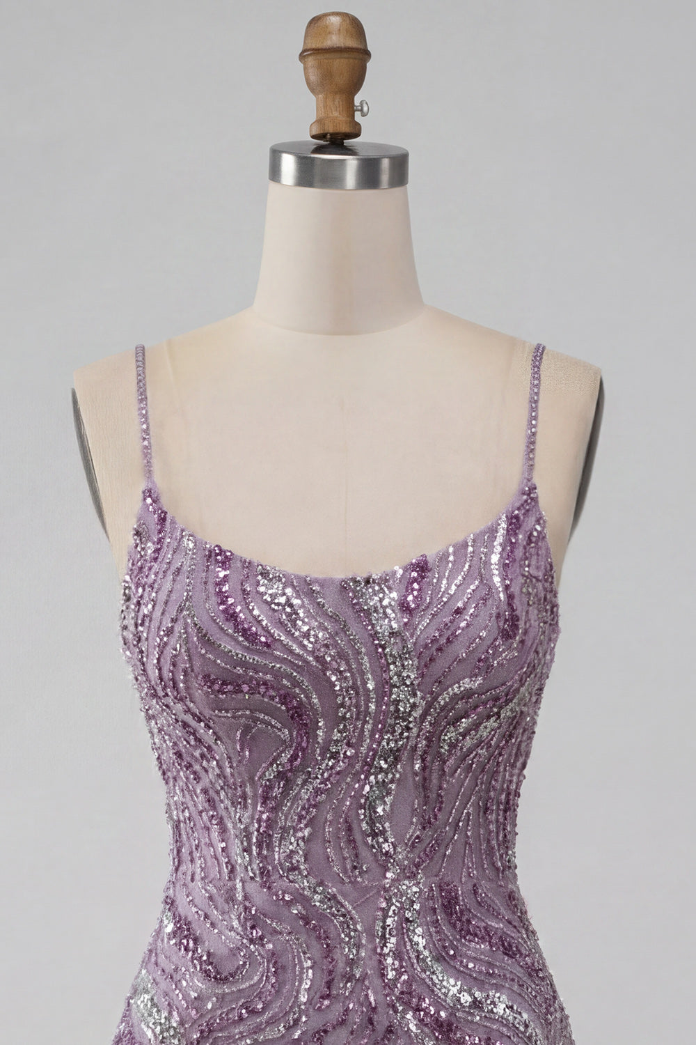 Lilac Sparkly Beaded Tight Short Homecoming Dress