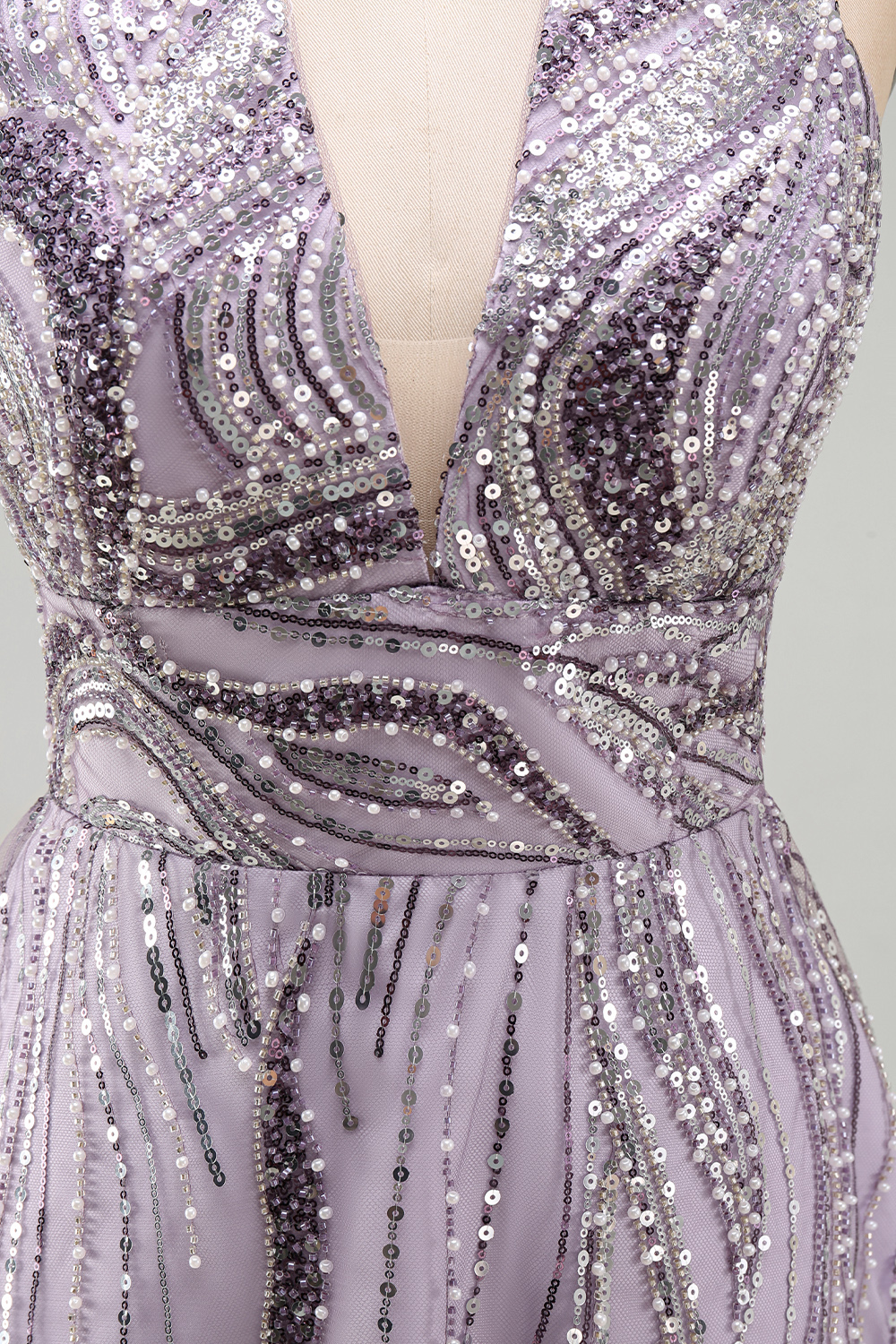 Sparkly Sequin Lilac Halter A-Line Short Homecoming Dress