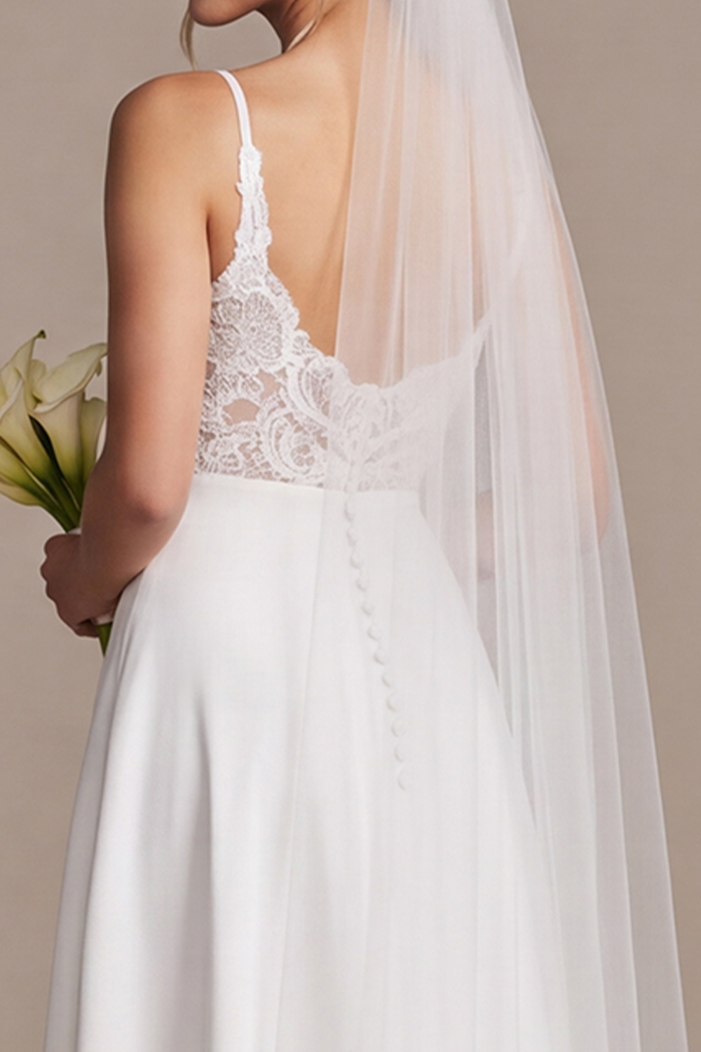 White A-Line V-Neck Satin Tea-Length Wedding Dress